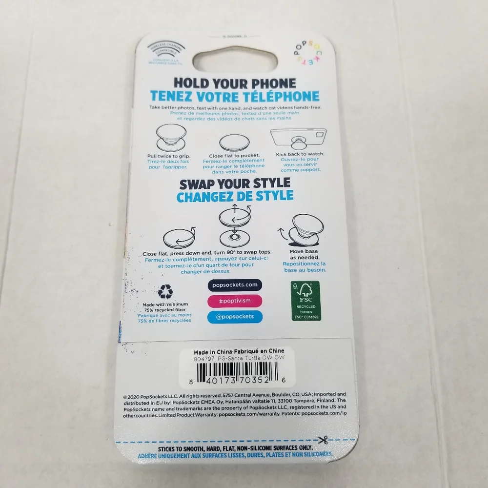 New Popsockets PopGrip Santa Turtle Phone Grip & Stand Swappable Top 804797